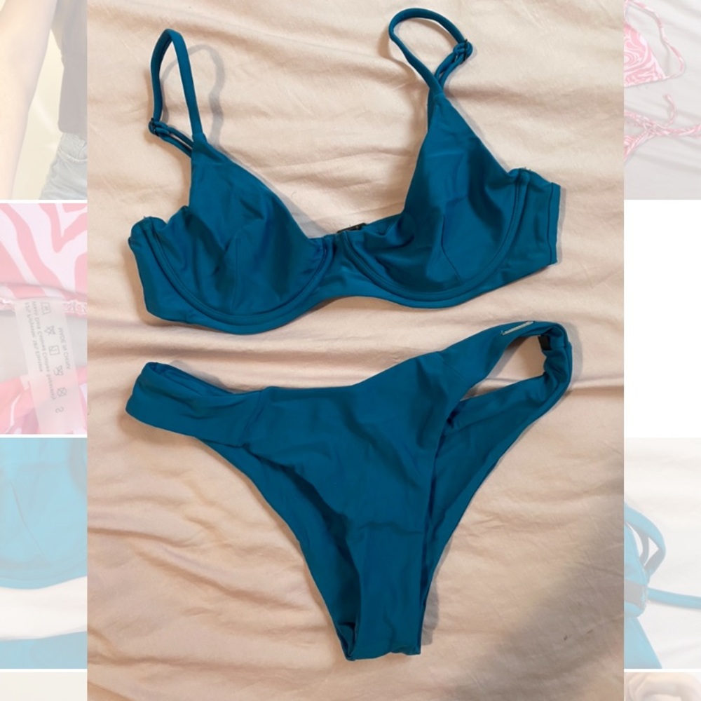 Teal Blackbough Bikini Set